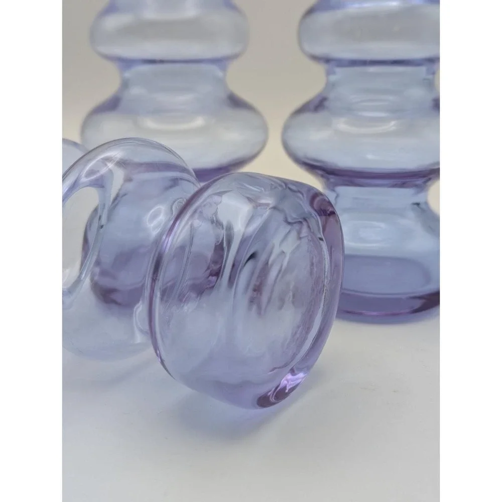 Set of 3 Lavender Purple Bubble Glass Vases Mid Century Modern Stacked Bud Vases